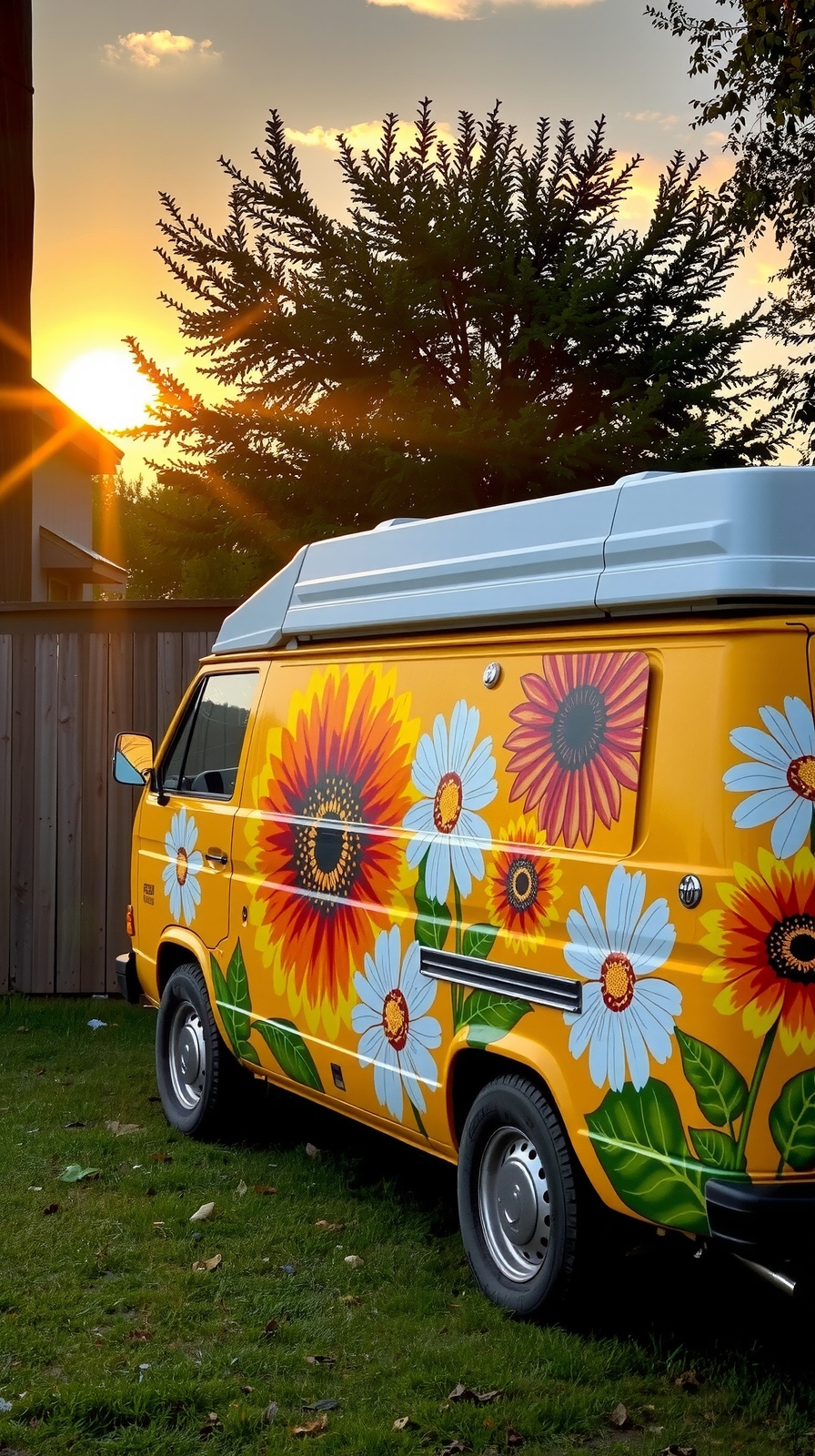 vibrant floral van murals