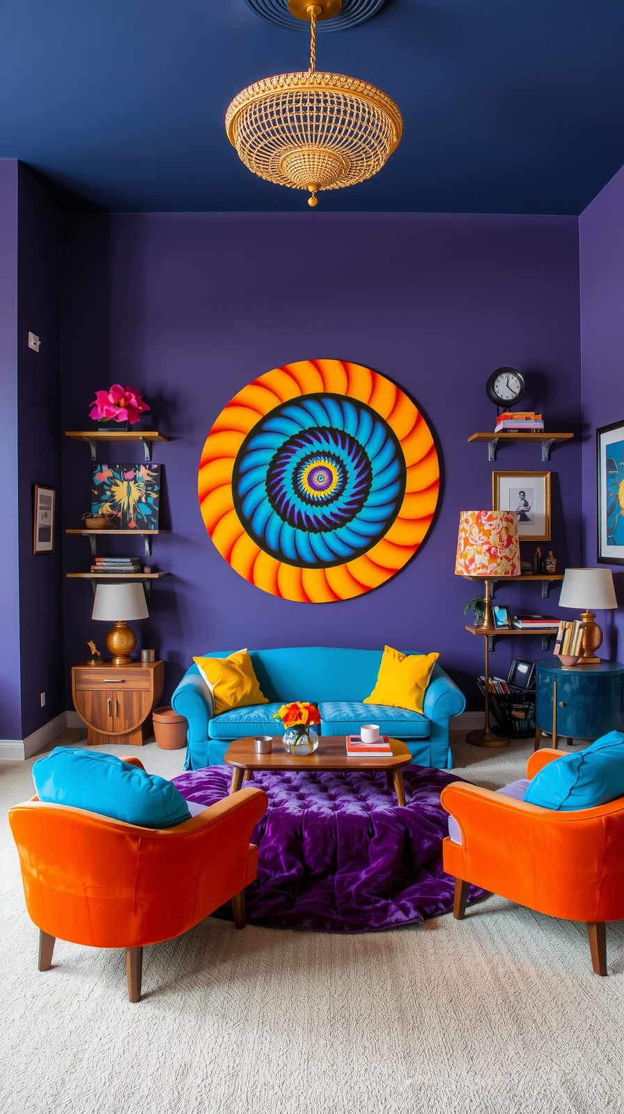 vibrant spiral wall art