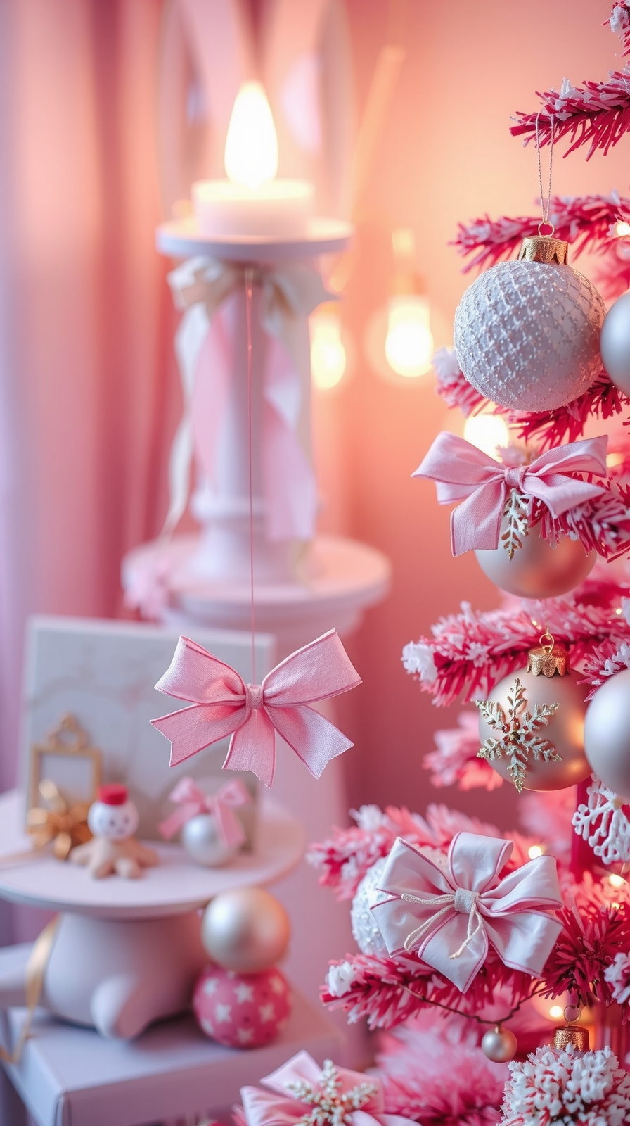 whimsical pink candy ornaments