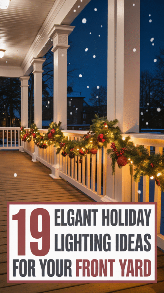 Garland-Wrapped Porch Railings for Timeless Appeal