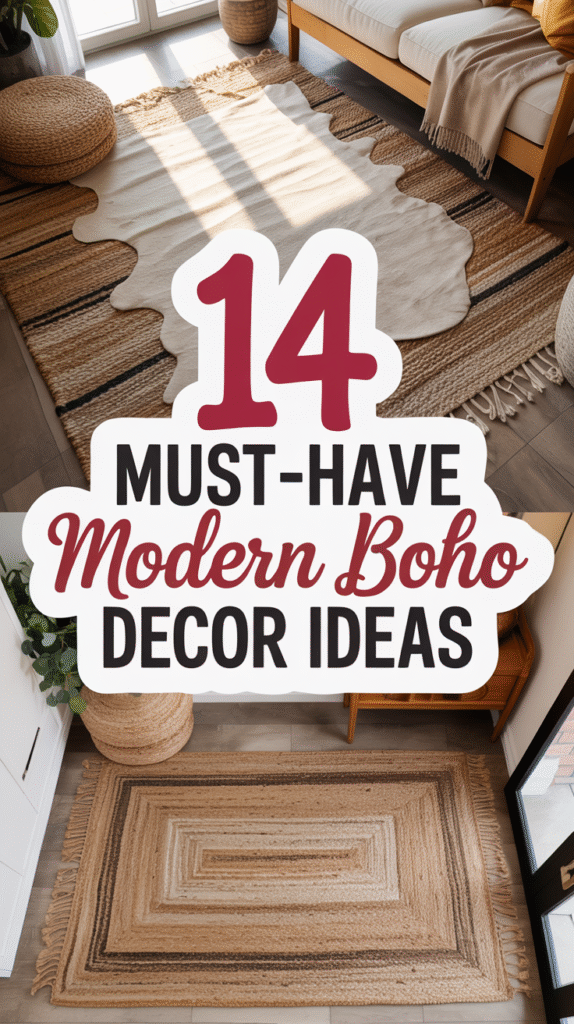 Layered Area Rugs in Mixed Patterns and Materials