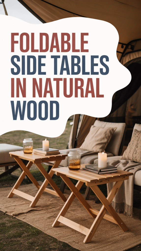 Lightweight Foldable Side Tables in Natural Wood