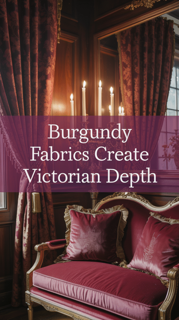 Rich Burgundy Fabrics and Deep Color Palettes Evoke 19th-Century Luxury