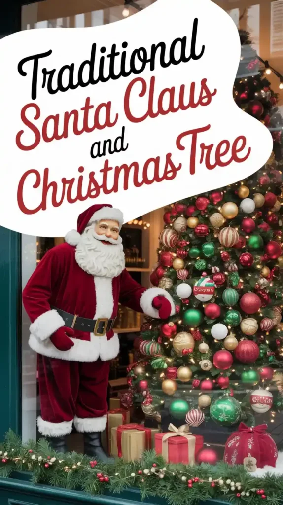 Traditional Santa Claus and Christmas Tree Centerpiece