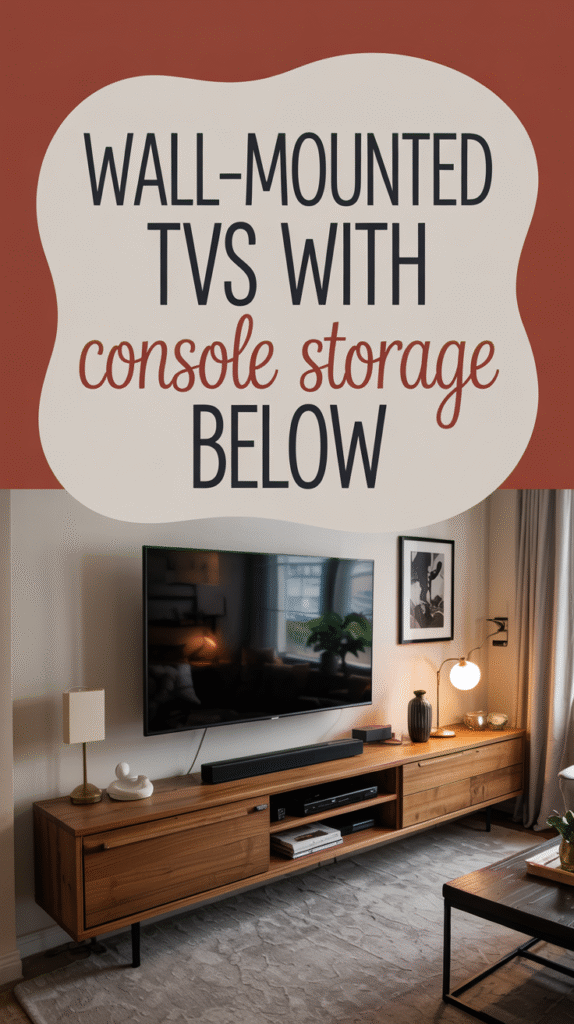 Wall-Mounted TVS With Console Storage Below