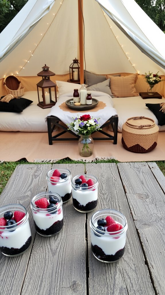 chic camping dessert jars