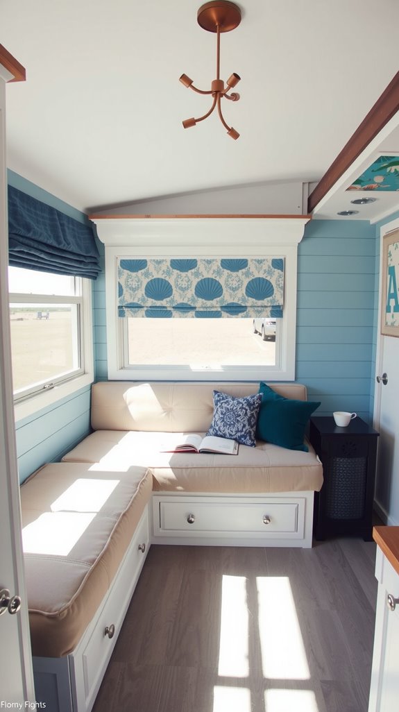 coastal wallpaper and shiplap