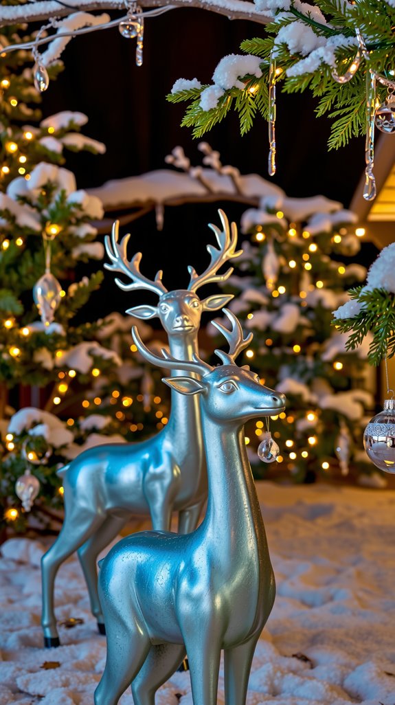 elegant metallic deer statues