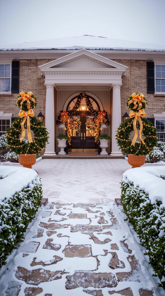 lighted wreaths for entryways