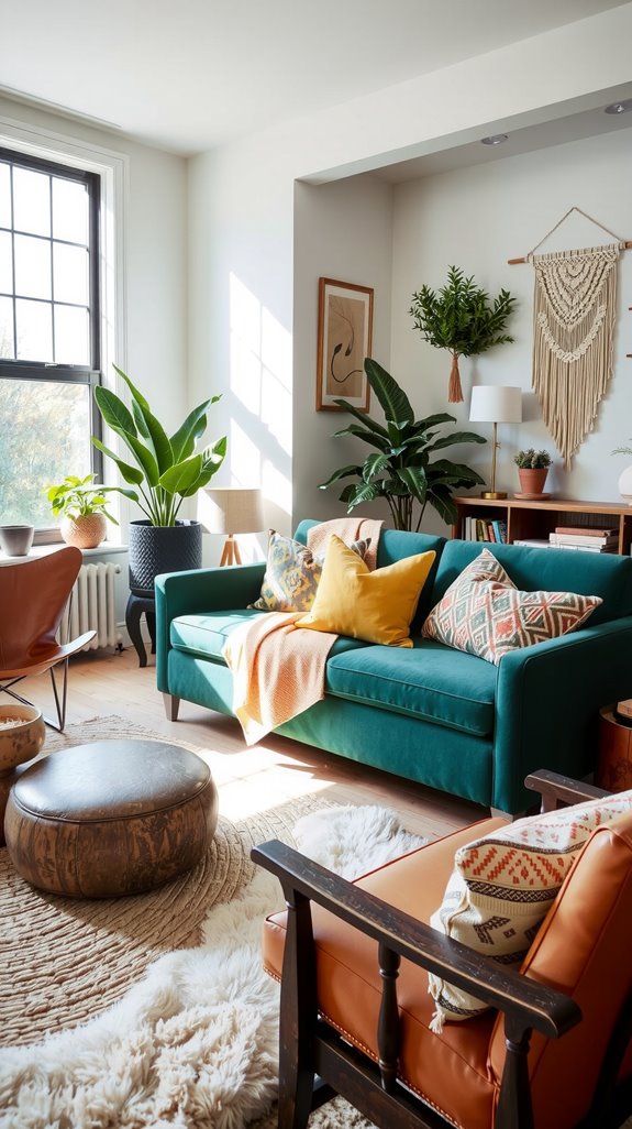 velvet or leather statement sofa