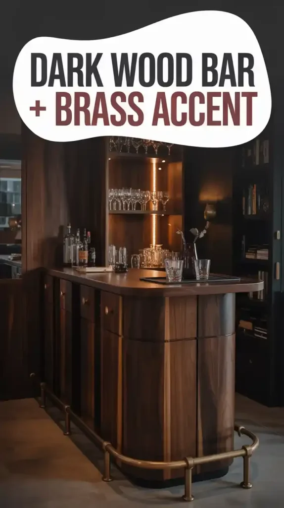 Dark Wood Bar With Brass Accent Details