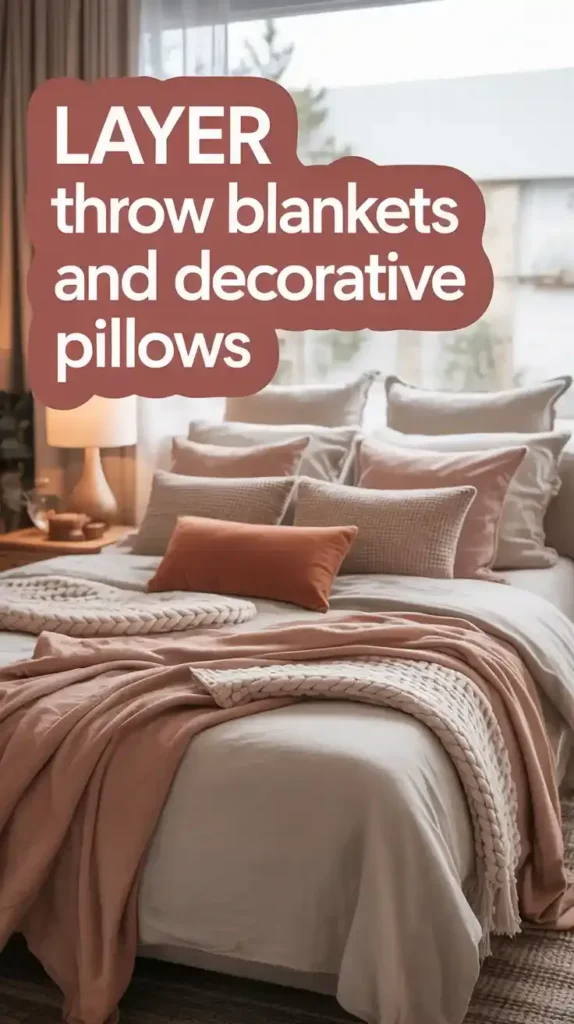Layer Throw Blankets and Decorative Pillows for Instant Coziness