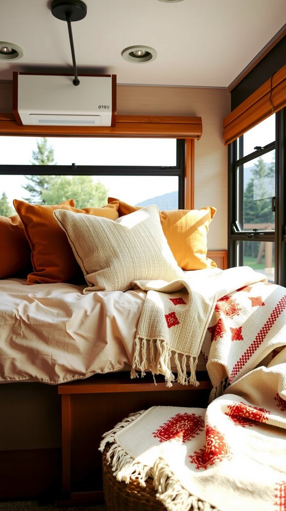 boho cushions and blankets