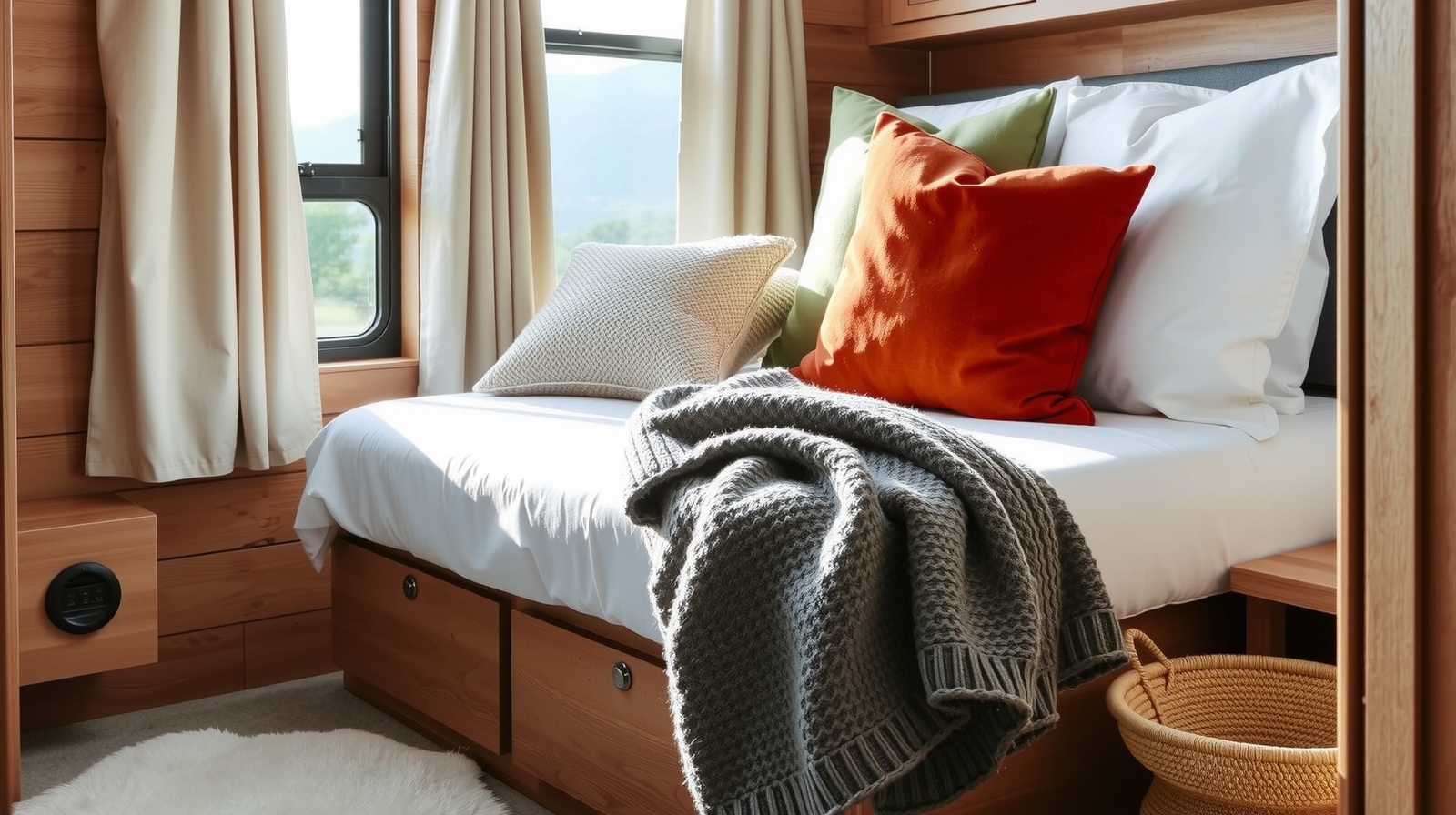 15 RV Bedroom Cushion + Throw Combinations for the Coziest Tiny Sleep Space
