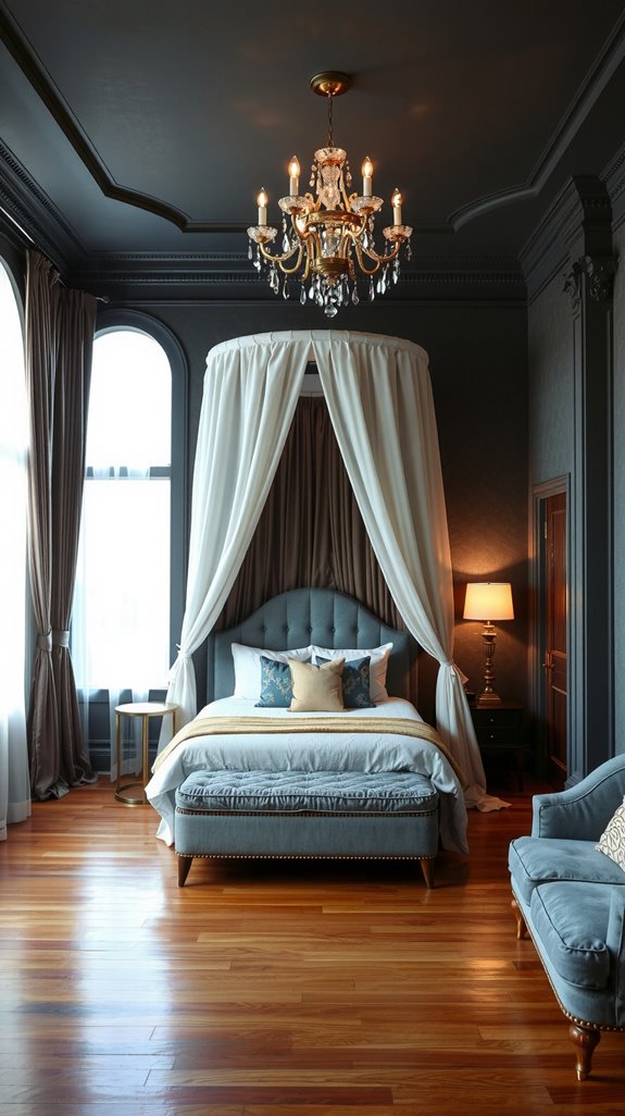 dark walls gray furniture