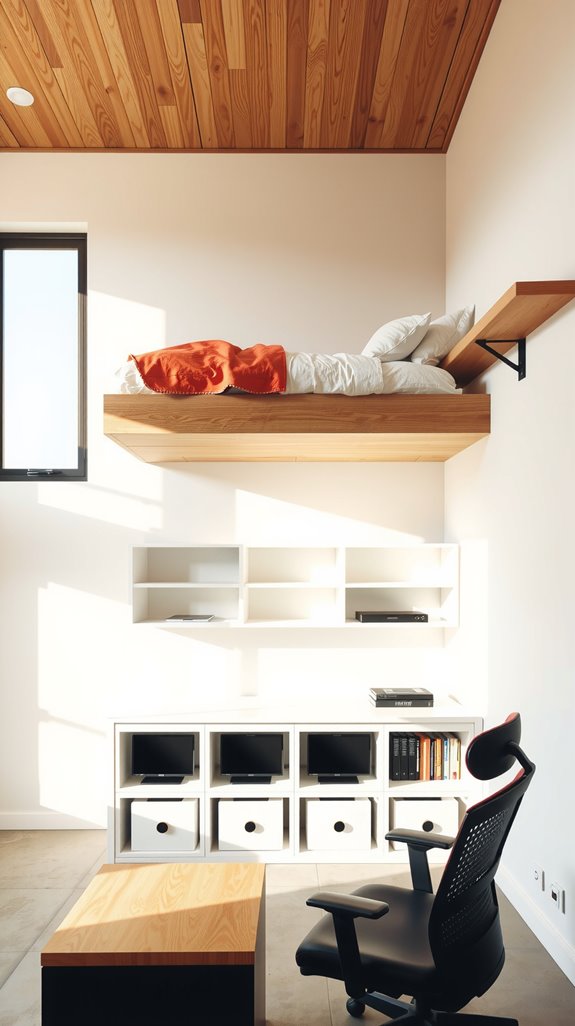 elevated beds with desks