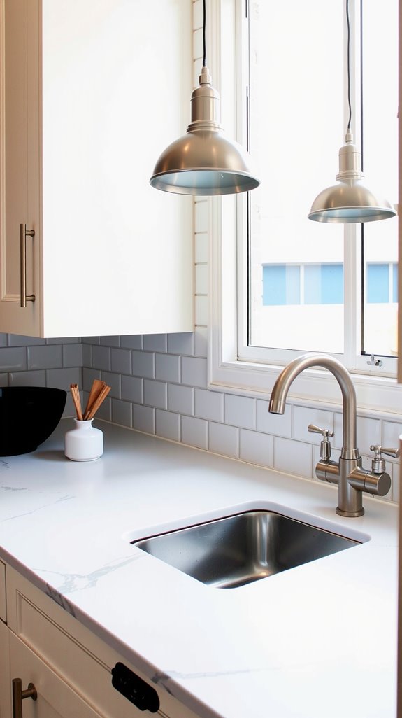 reflective backsplash tile installation