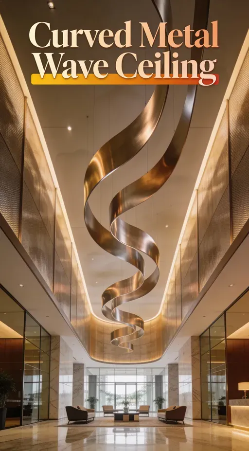 Curved Metal Wave Ceiling Panels That Float Like Clouds