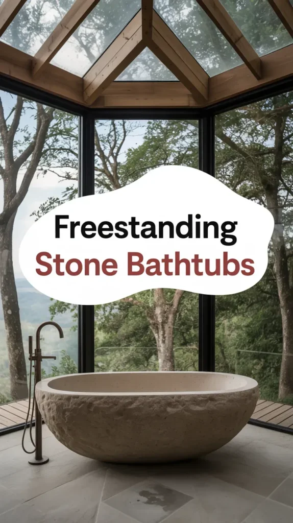 Freestanding Stone Bathtubs With Canopy Views