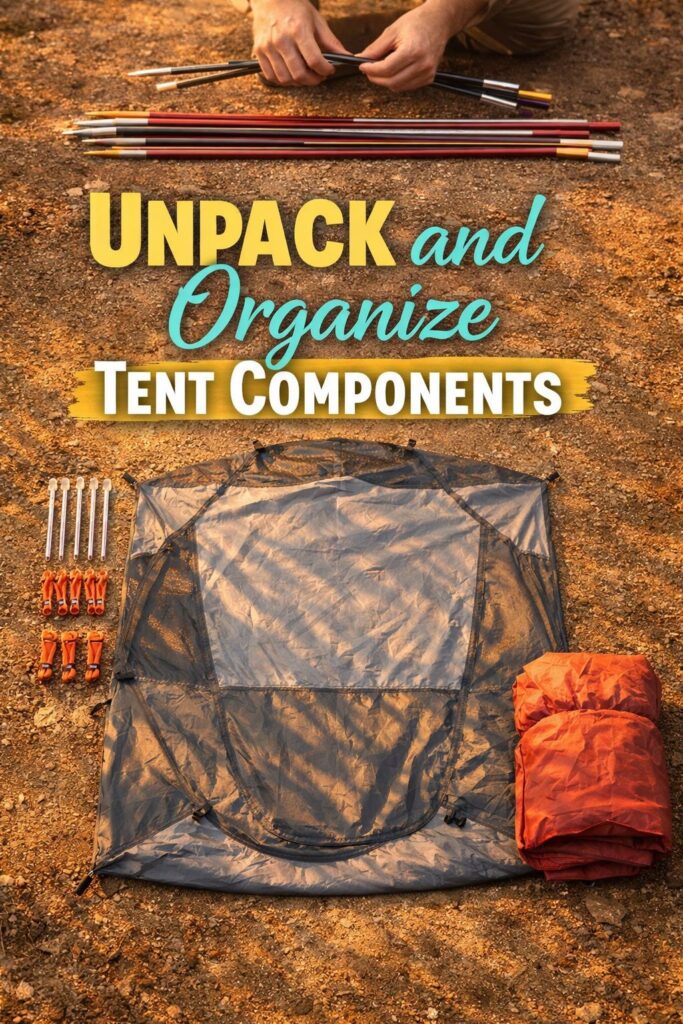 Unpack and Organize Tent Components