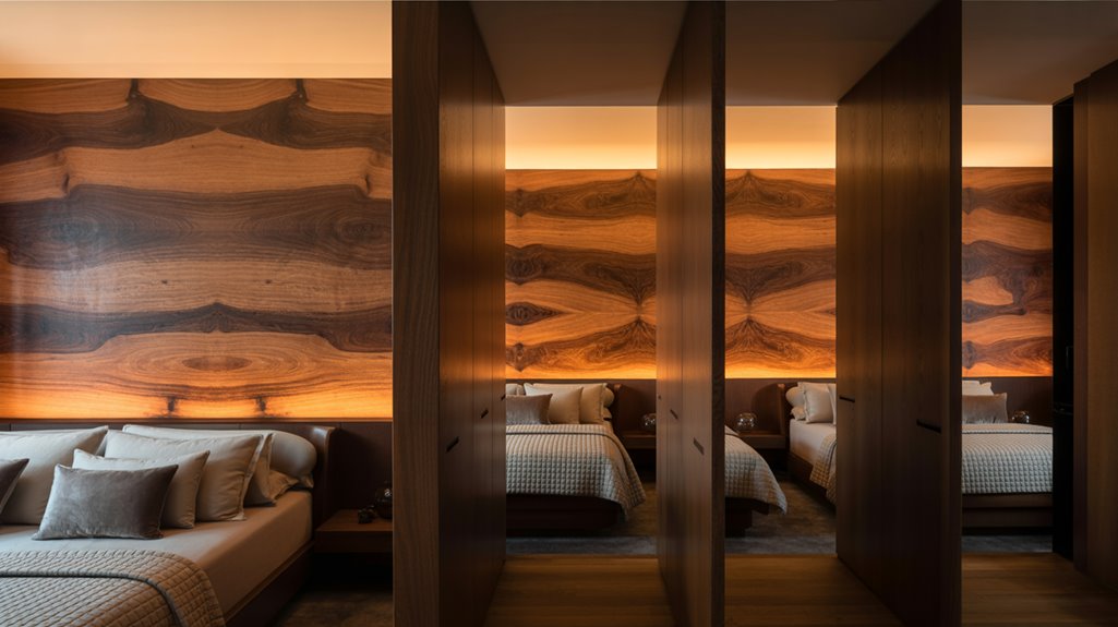 backlit wood bedroom accents