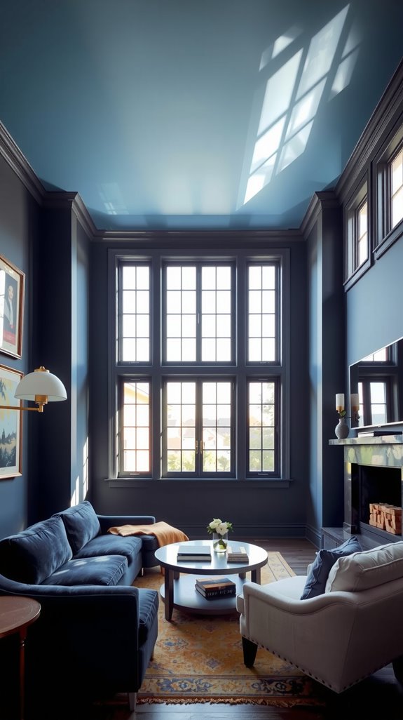 dramatic blue walls airy ceilings