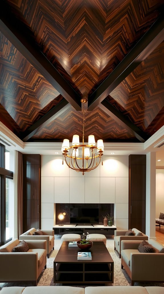 dramatic dark wood ceilings
