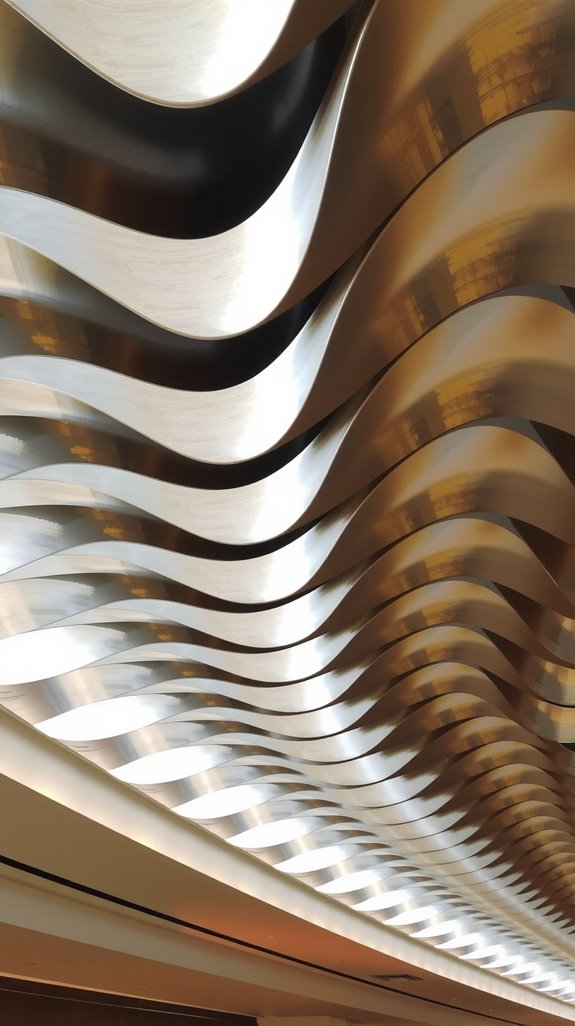 floating curved metal panels