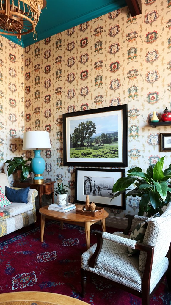 maximalist scheme with wallpaper