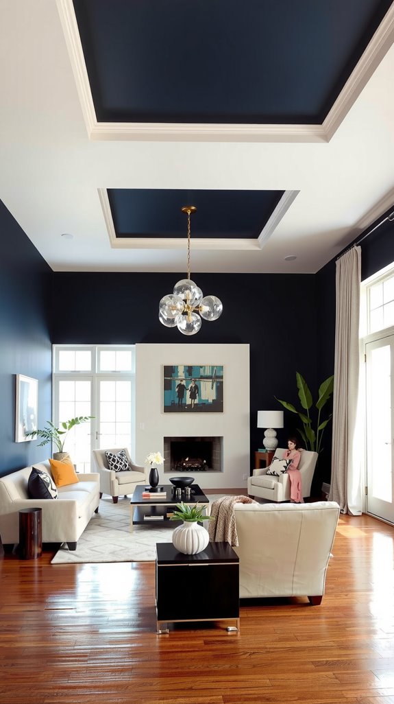 sophisticated dark blue ceilings