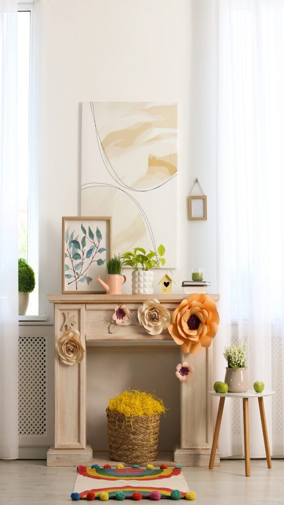 Styling a Spring Fireplace Mantle (Even With a TV)