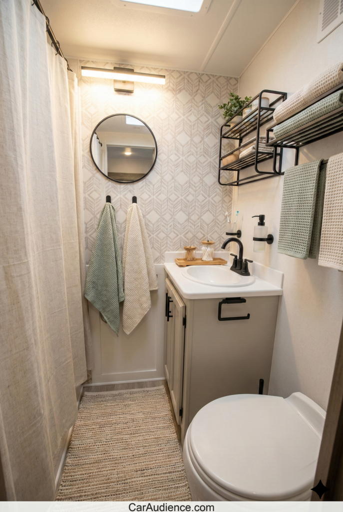 RV bathrooms are small. Sometimes really small.