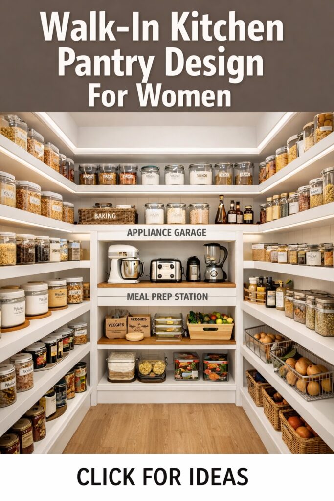 Walk-In Kitchen Pantry Design for Organized Storage