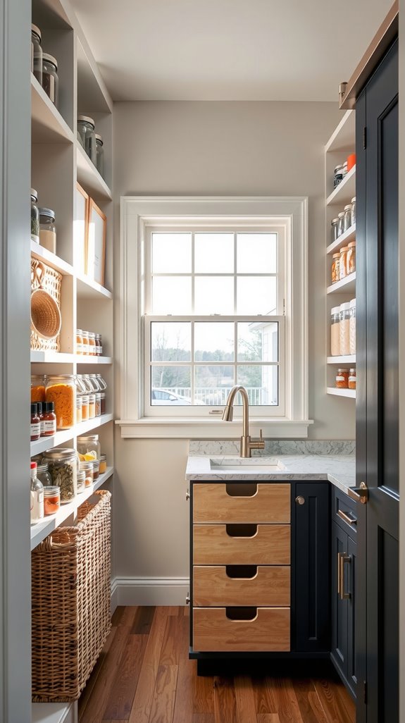 organized walk in pantry design