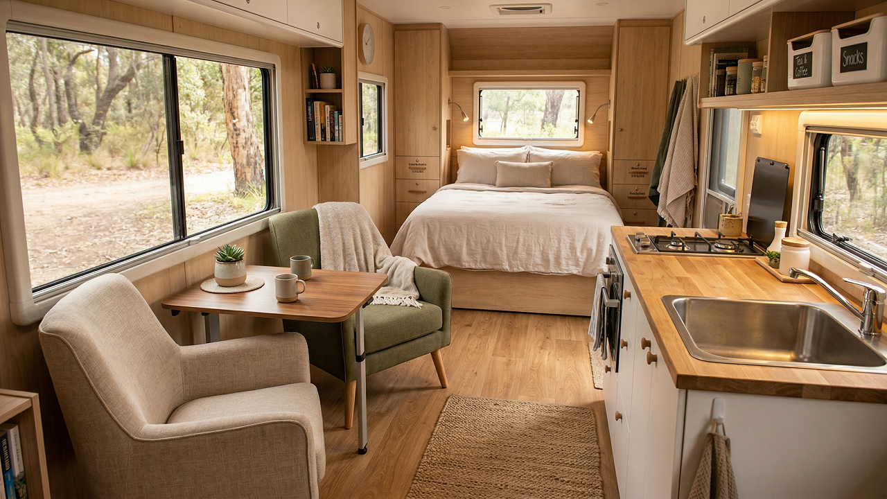 Camper Interior Design for Couples (Layouts That Actually Work for Two)