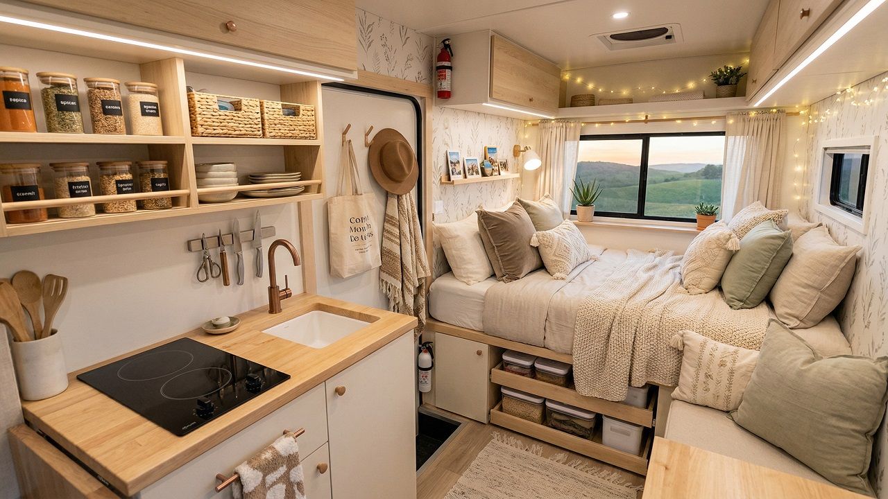 Camper Interior Ideas for Solo Women Travelers (Safe, Cozy & Beautiful)