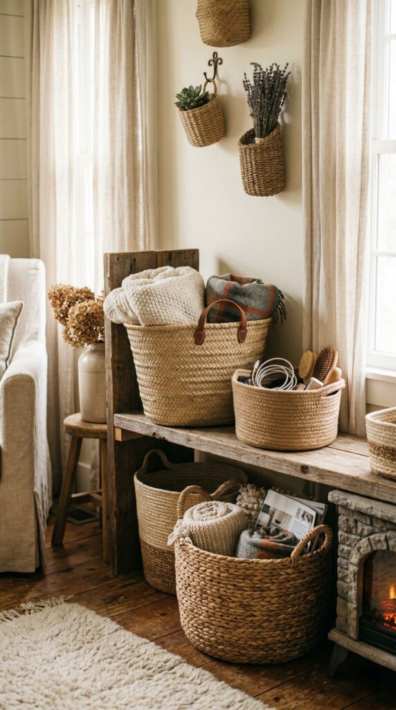 Woven Baskets and Thoughtful Storage