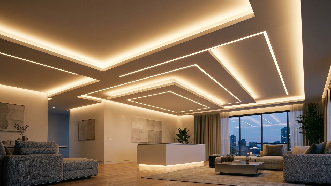 11 Living Room False Ceiling Designs with Profile Lighting (Soft Glow Effect)