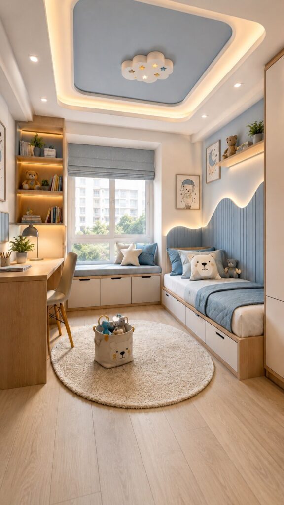 Single-Level Tray Ceilings With Radiused Corners for a Softer Room