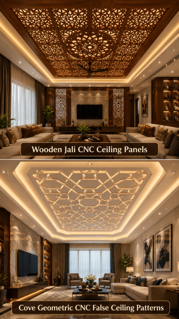 10 CNC Cut False Ceiling Designs That Add Pattern & Detail