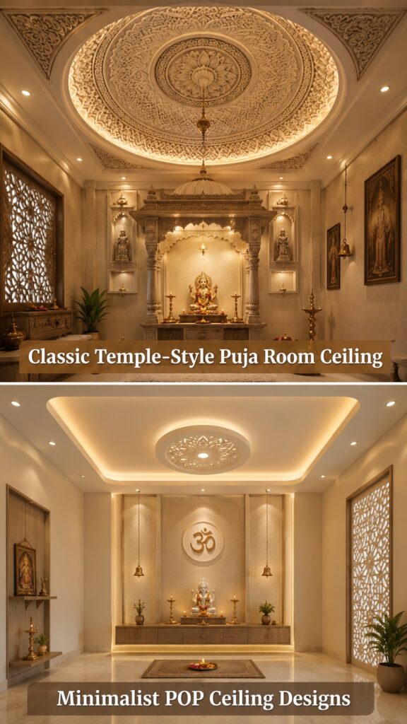 10 False Ceiling Designs for Puja Room (Calm + Spiritual Vibes)