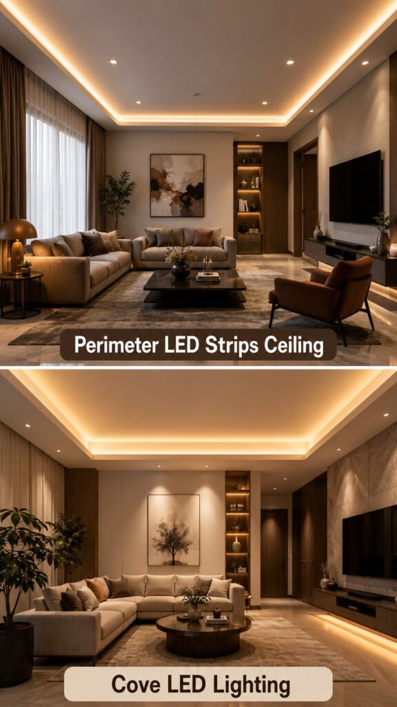 13 LED Strip False Ceiling Designs That Create Ambient Lighting Layers
