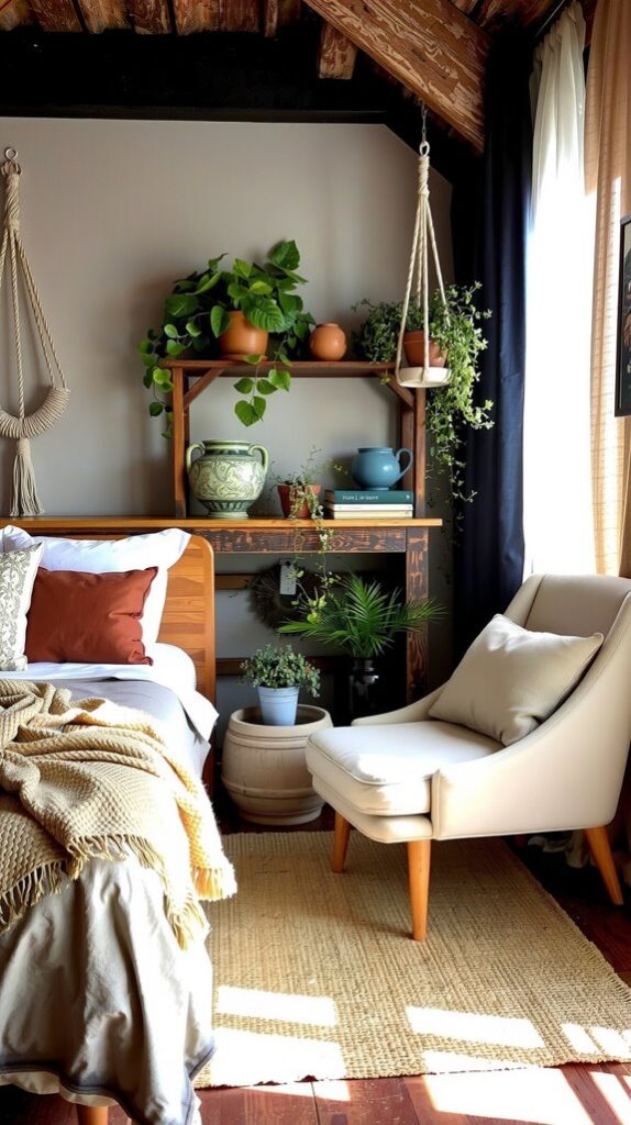 Layer Linen, Jute, and Wool for a Rich Boho Bedroom Base