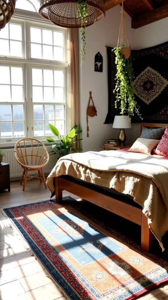 Mix Rugs, Throws, and Pillows the Boho Way