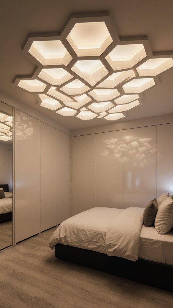 backlit geometric ceiling design