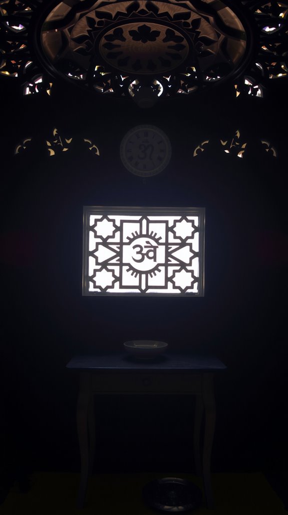 backlit jaali panel ceiling