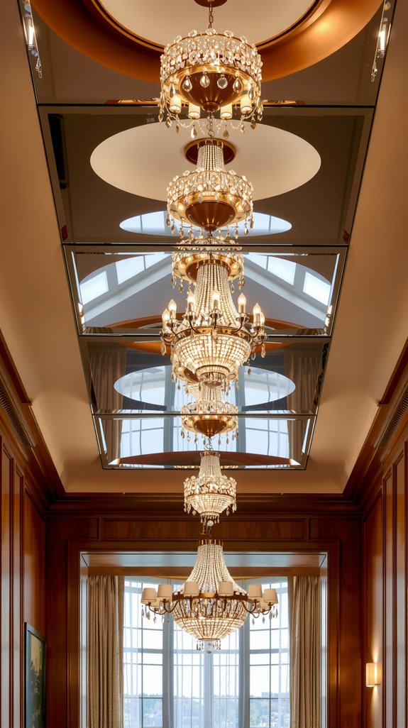 bevelled mirror ceiling installation