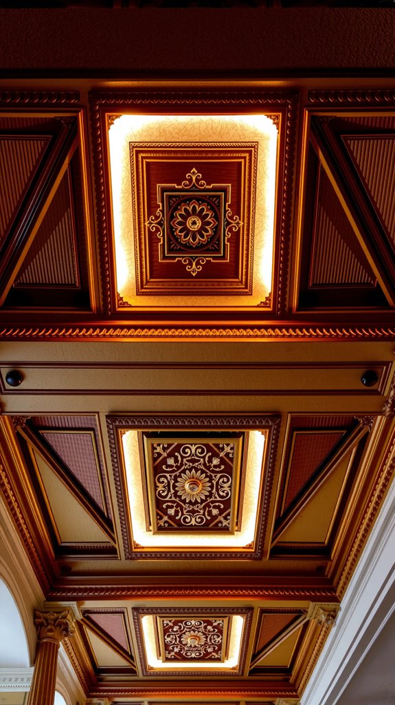 coffered ceilings with lighting