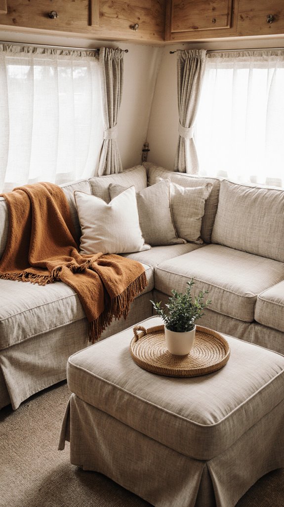 comfortable fixed caravan seating