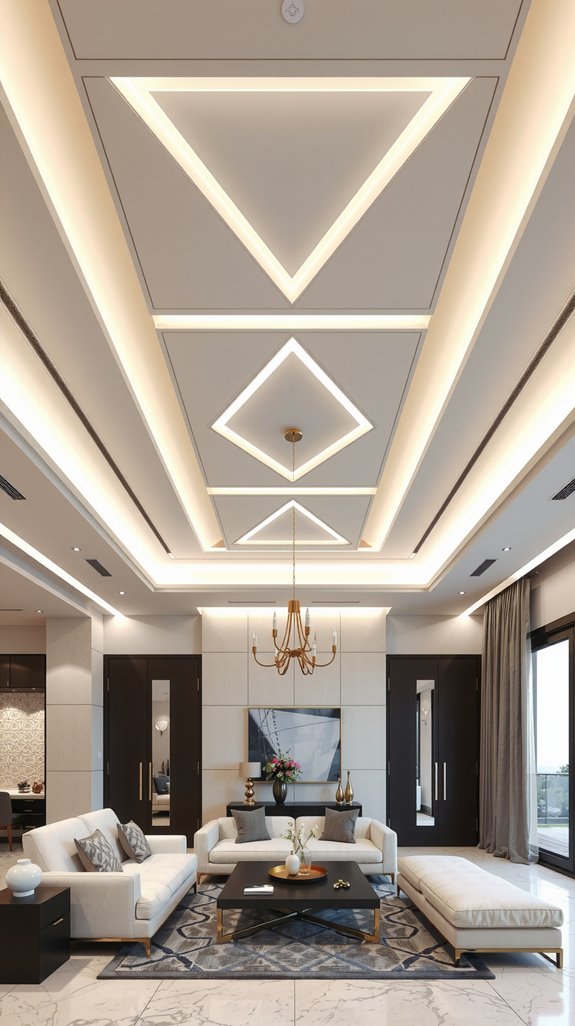 defined zones with pop ceilings